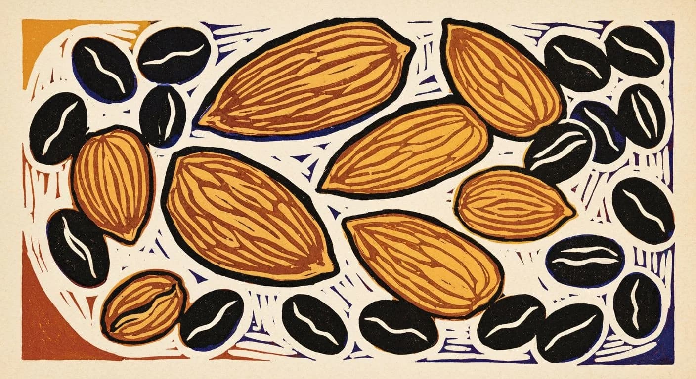 Illustration of Almond in coffee