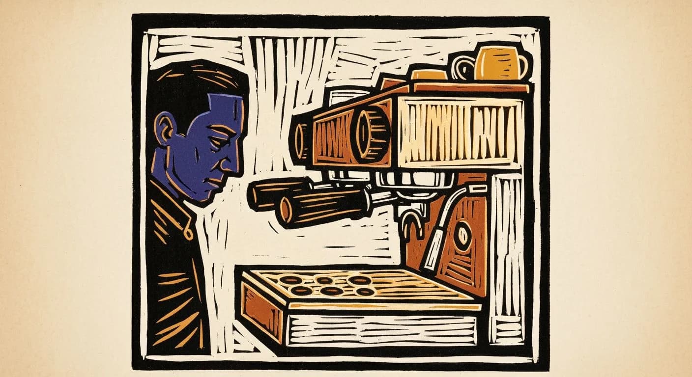 Illustration of Barista in coffee