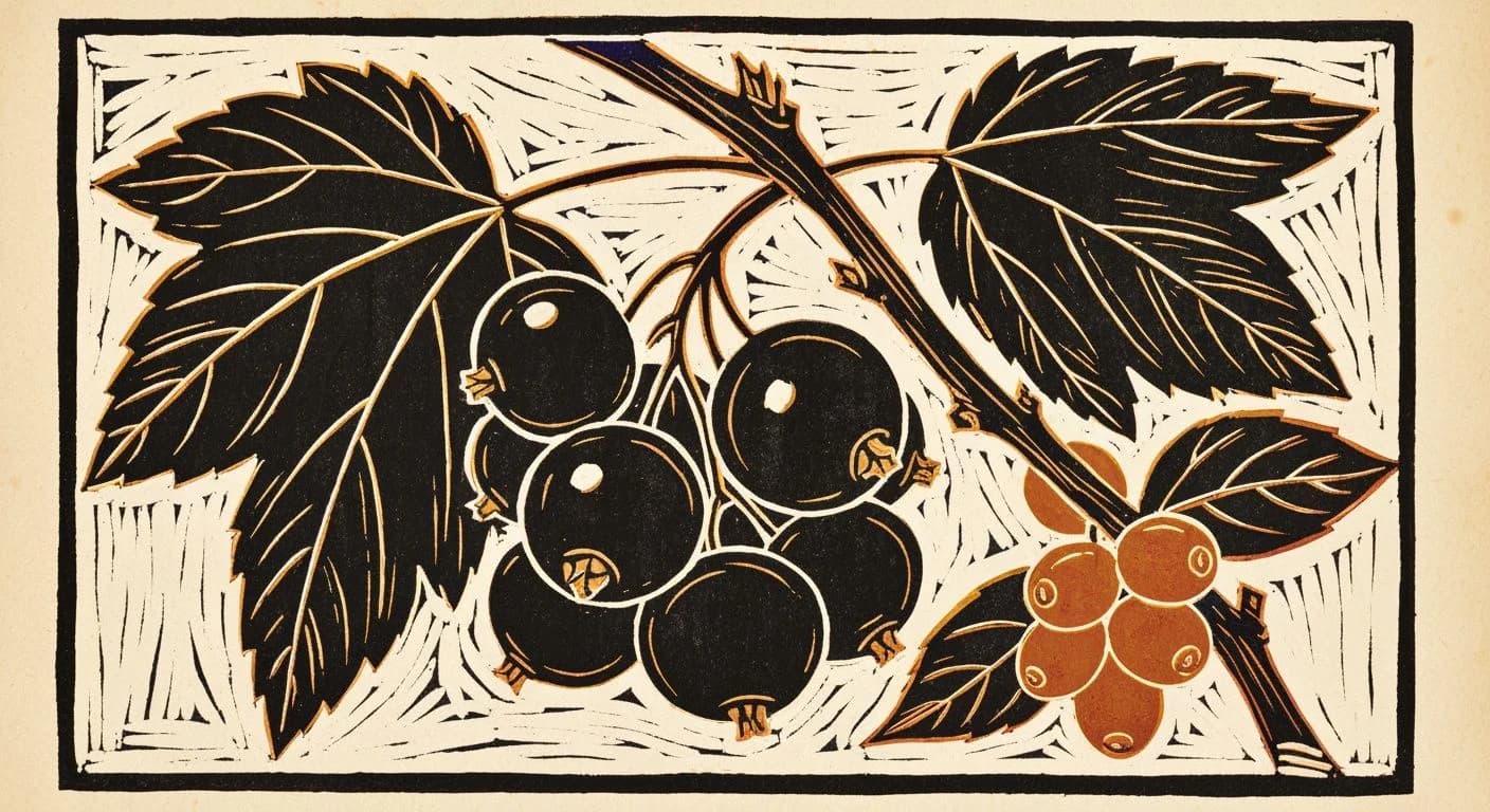 Illustration of Blackcurrant in coffee