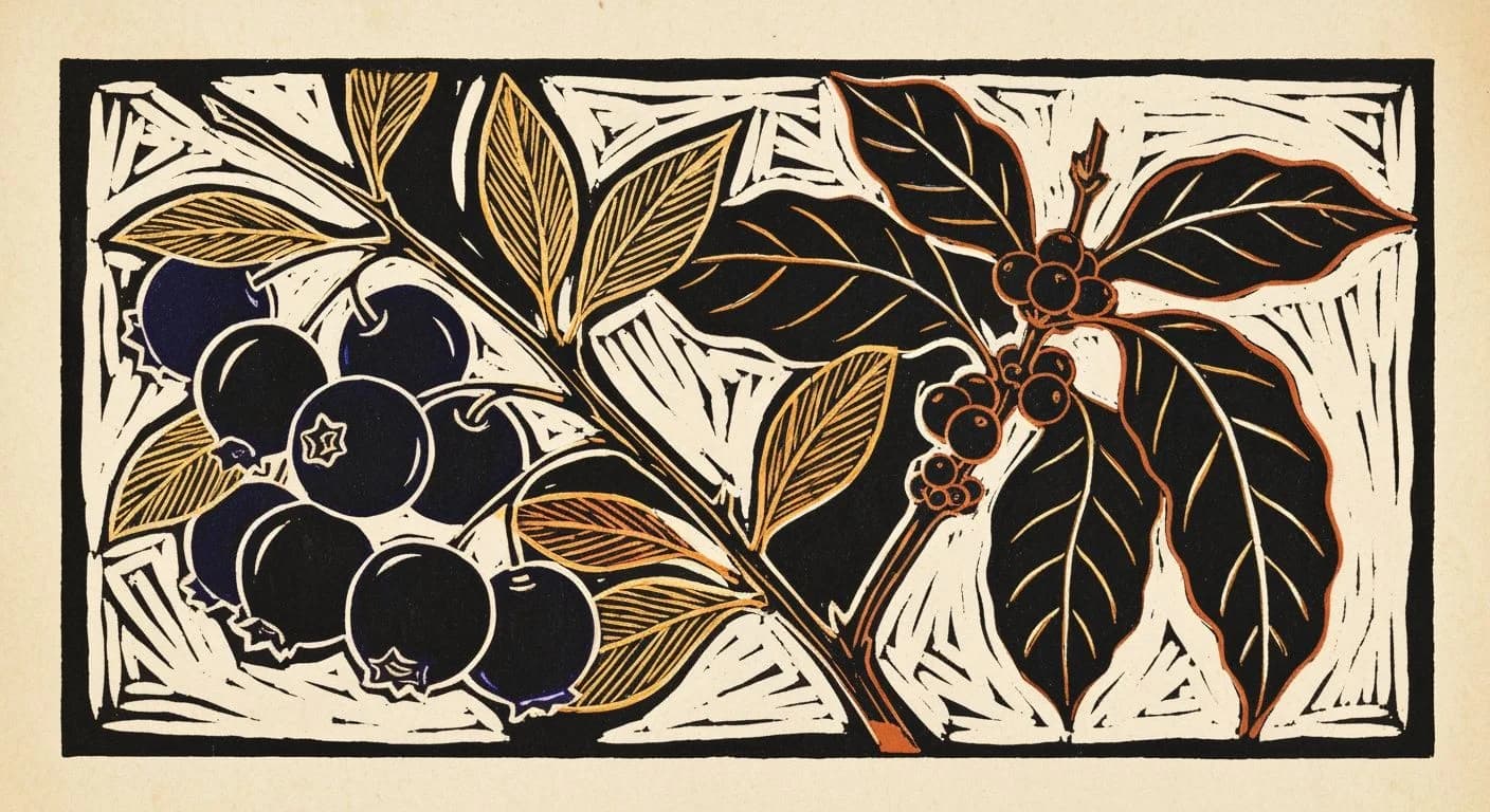 Illustration of Blueberry in coffee