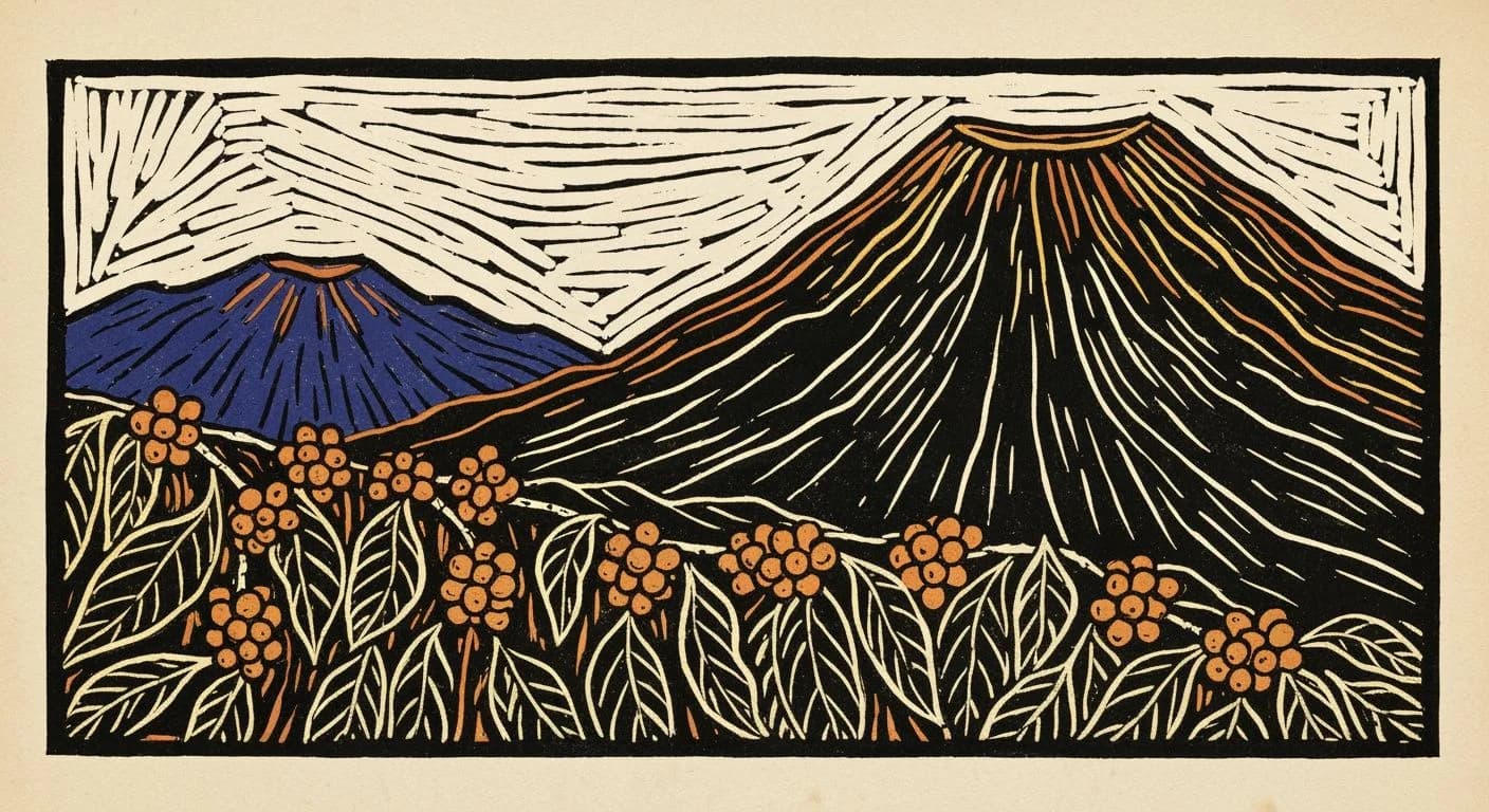 Illustration of Central America in coffee