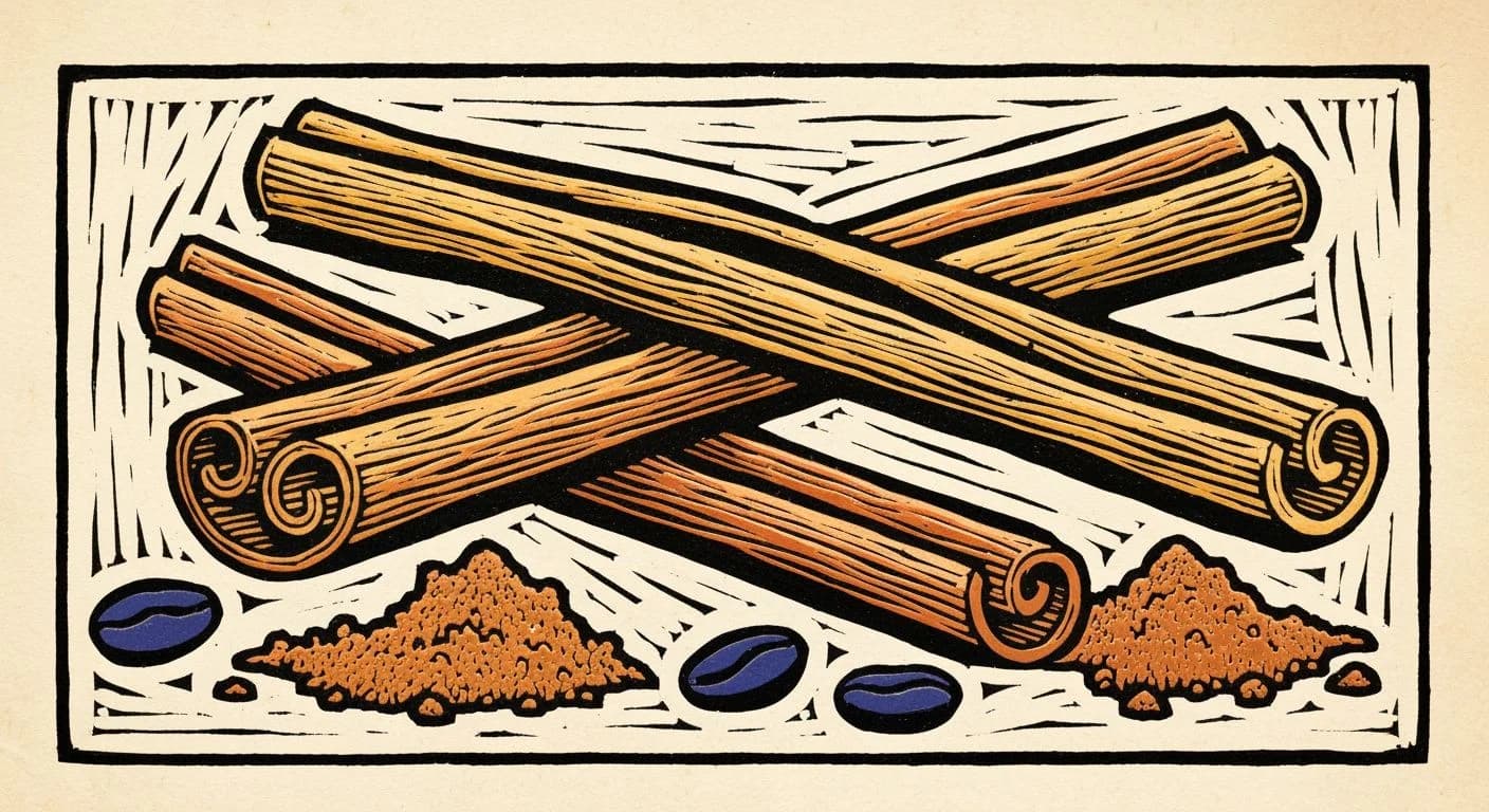 Illustration of Cinnamon in coffee