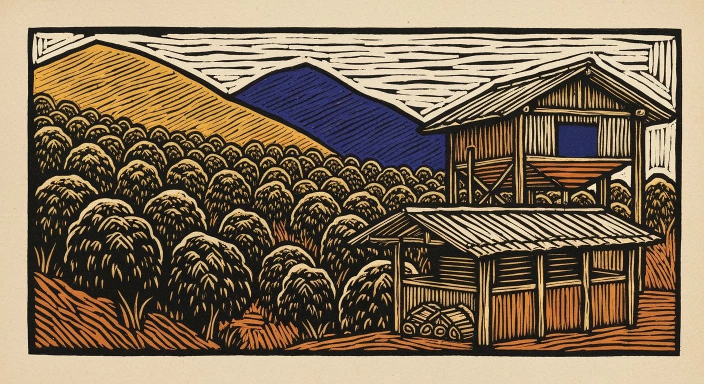 Illustration of El Salvador in coffee