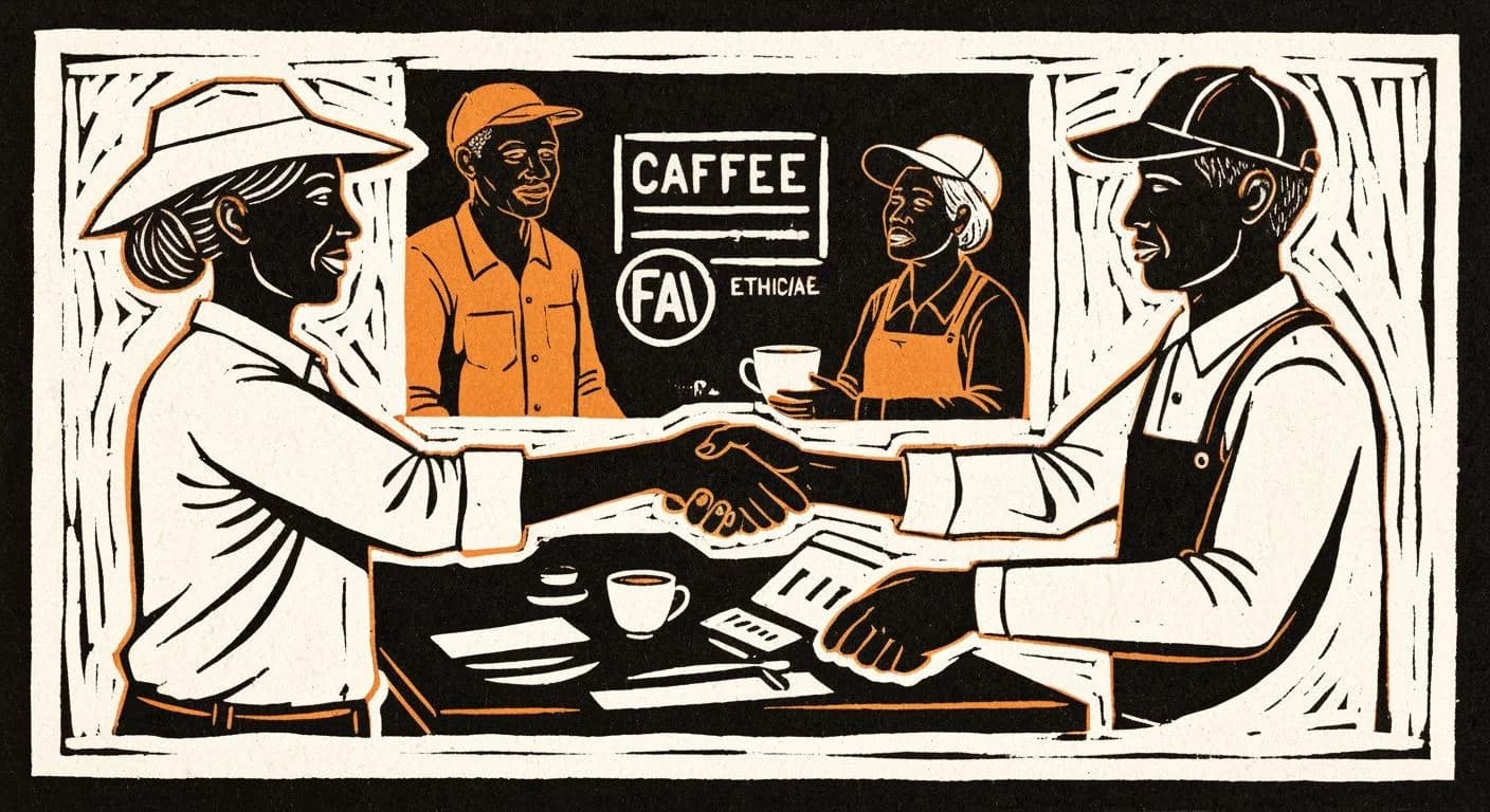 Illustration of Fair Trade in coffee