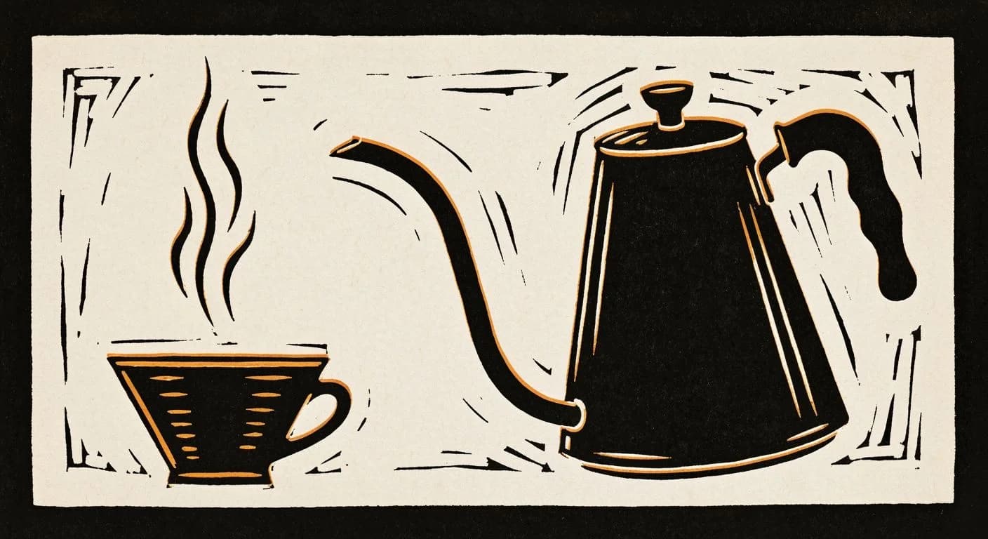 Illustration of Gooseneck Kettle in coffee
