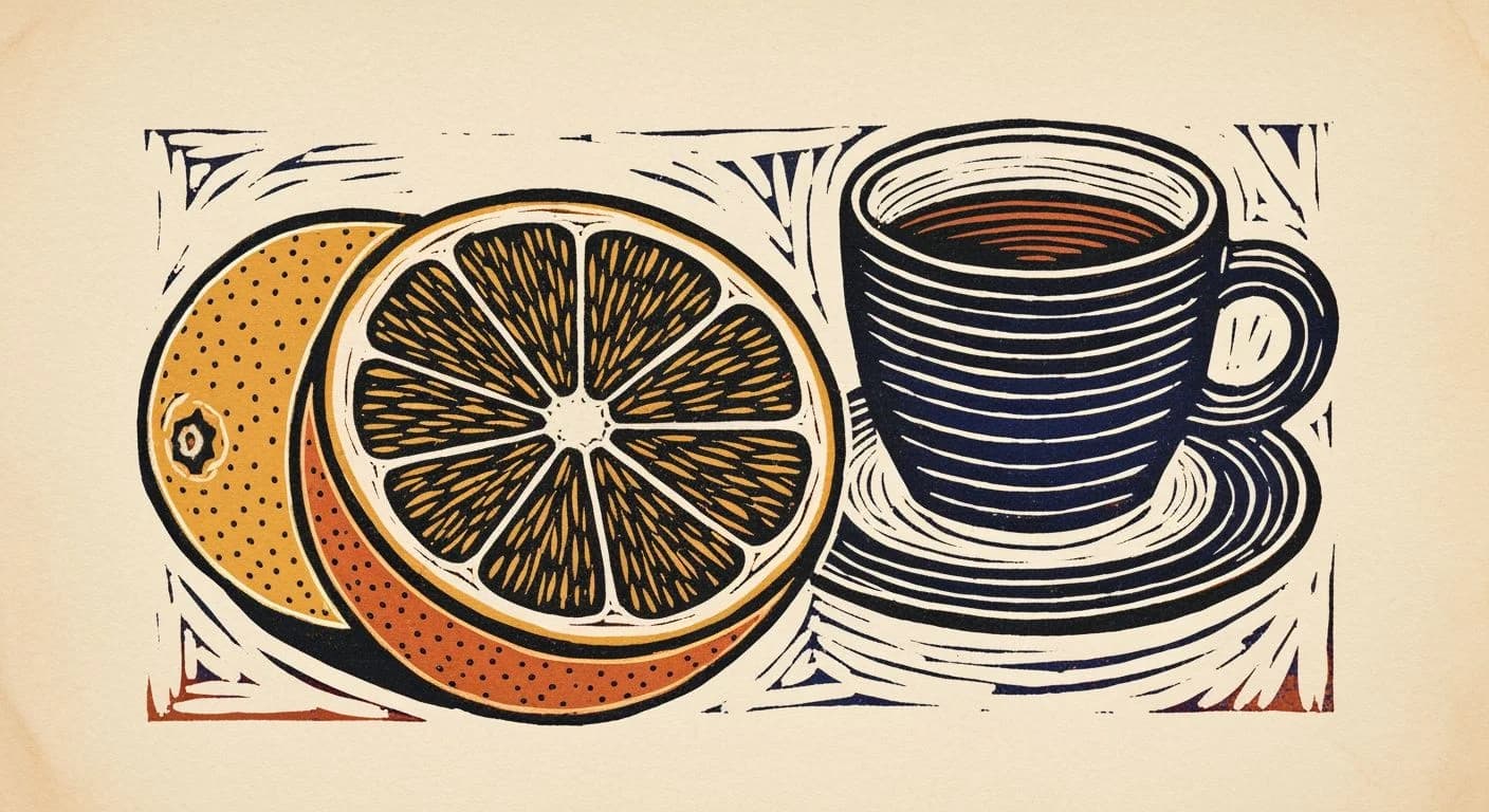 Illustration of Grapefruit in coffee