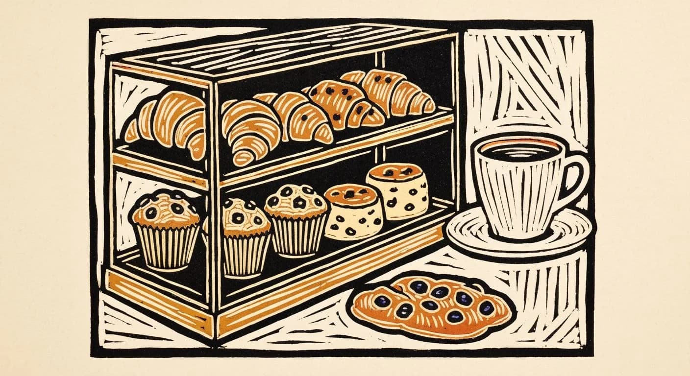 Illustration of Pastries in coffee