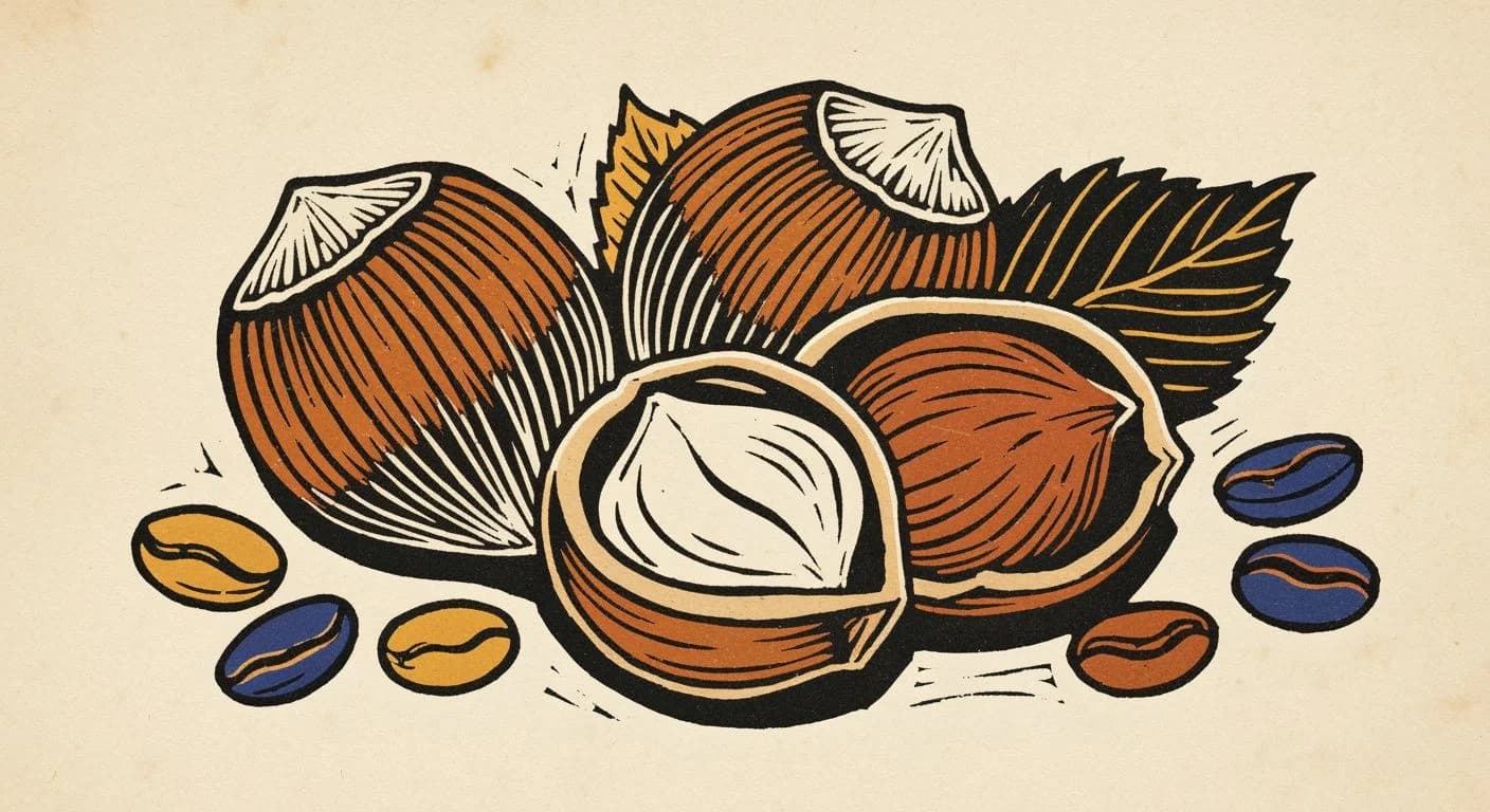 Illustration of Hazelnut in coffee