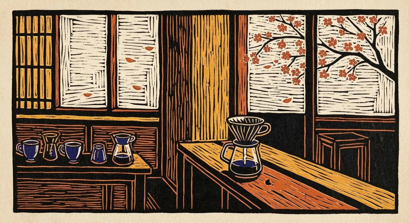 Illustration of Japan in coffee