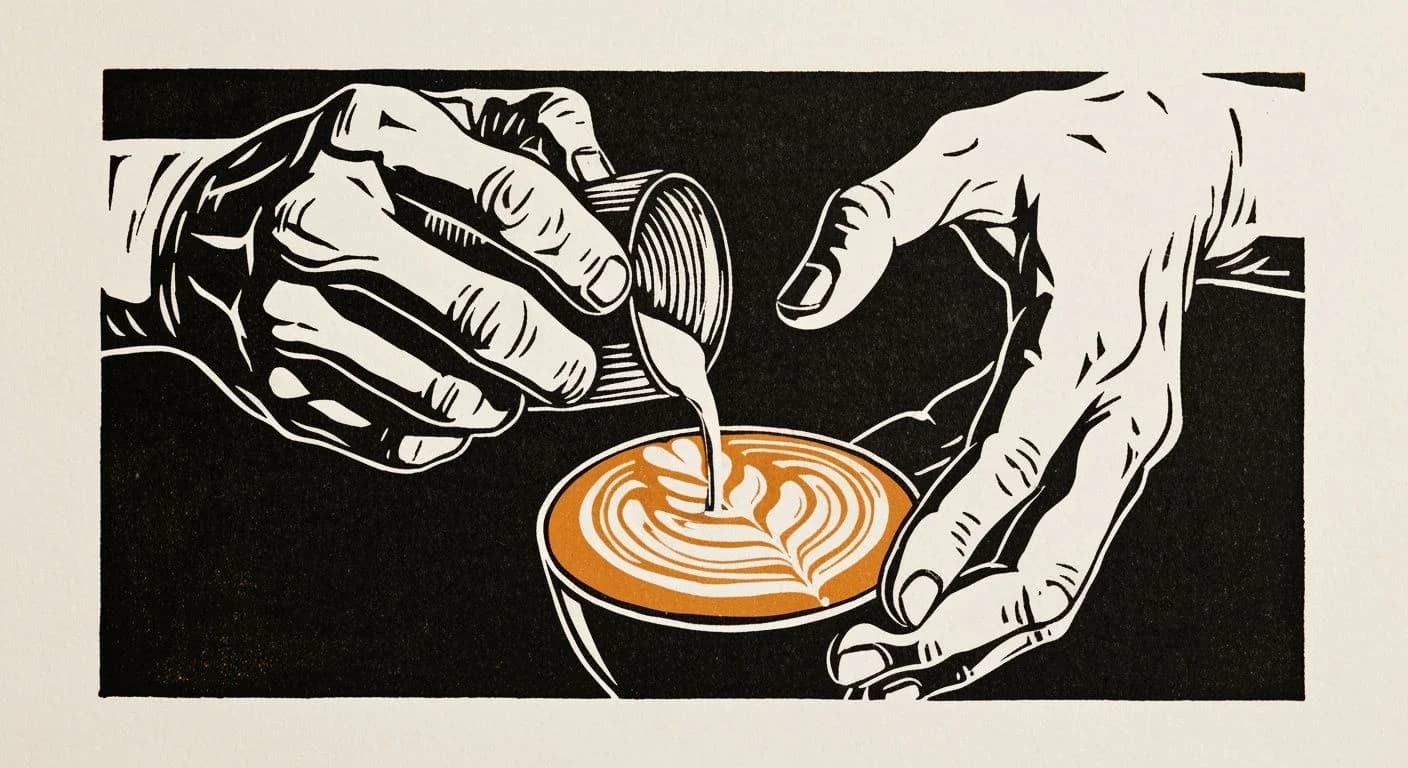 Illustration of Latte Art in coffee