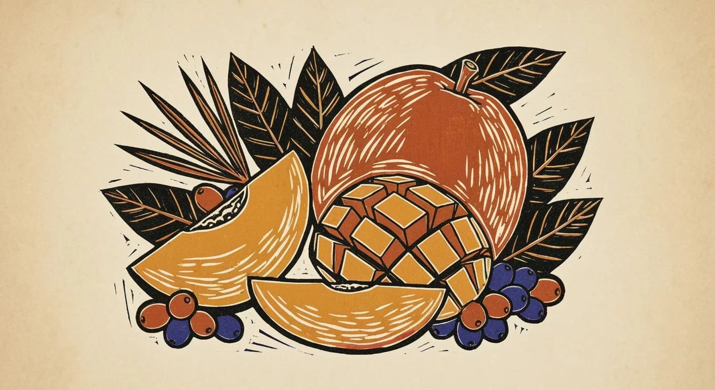 Illustration of Mango in coffee