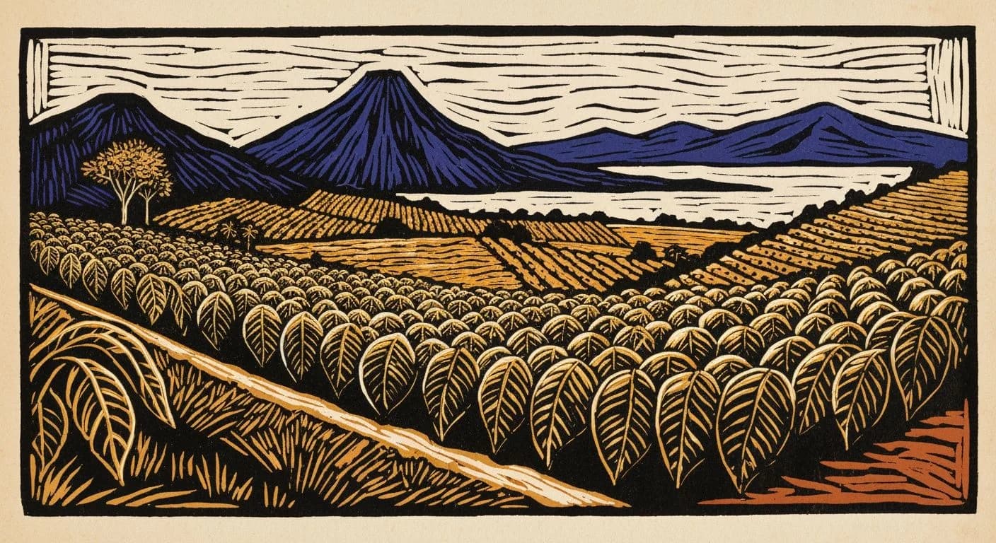 Illustration of Nicaragua in coffee