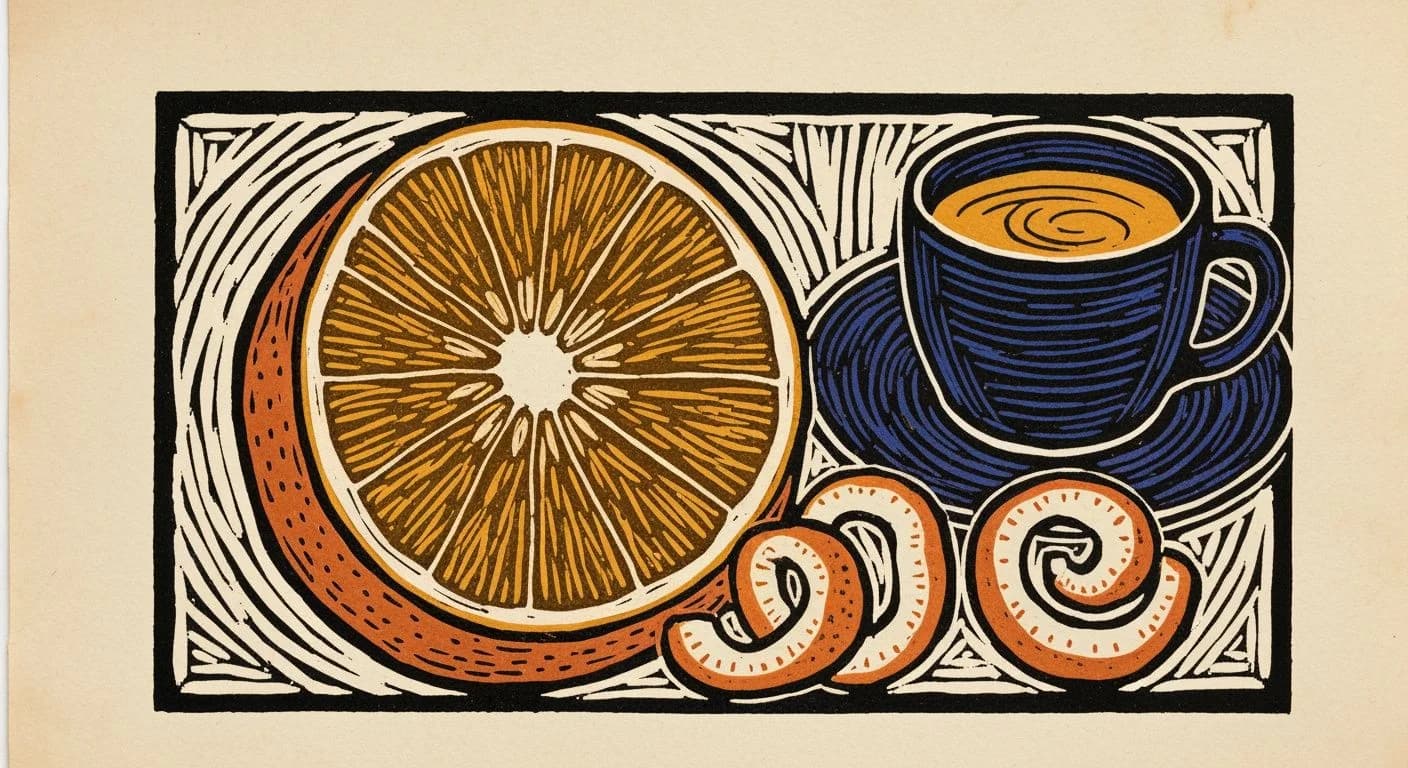 Illustration of Orange in coffee