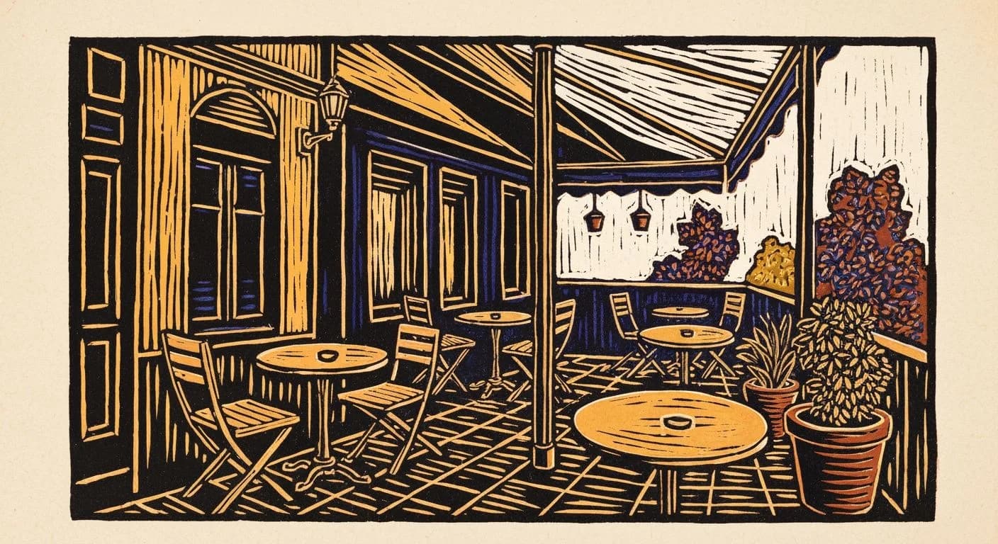 Illustration of Outdoor Seating in coffee