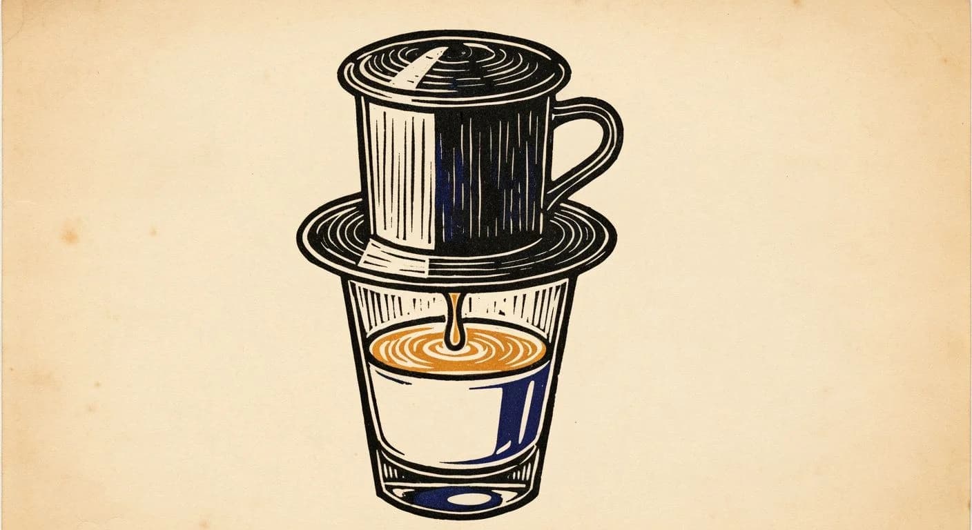 Illustration of Phin Filter in coffee