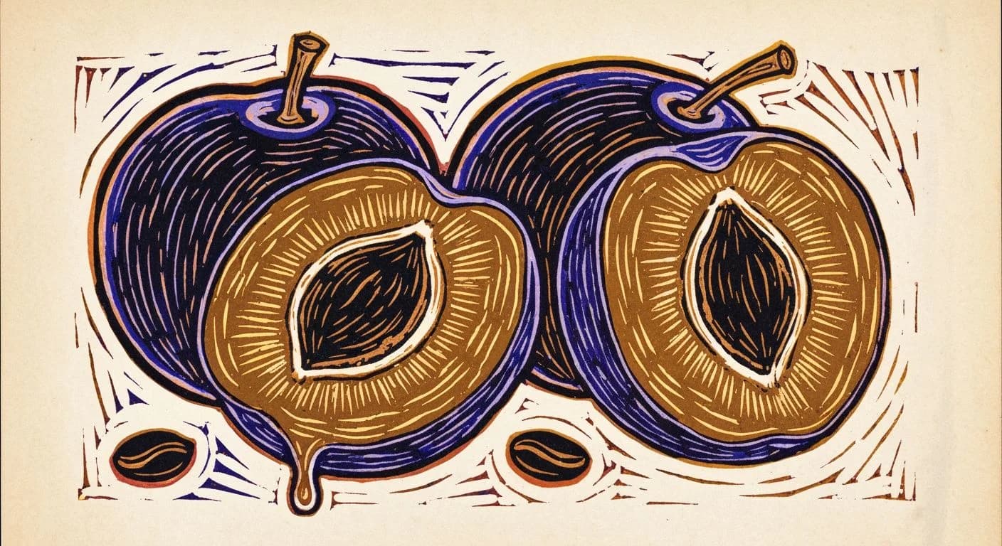 Illustration of Plum in coffee