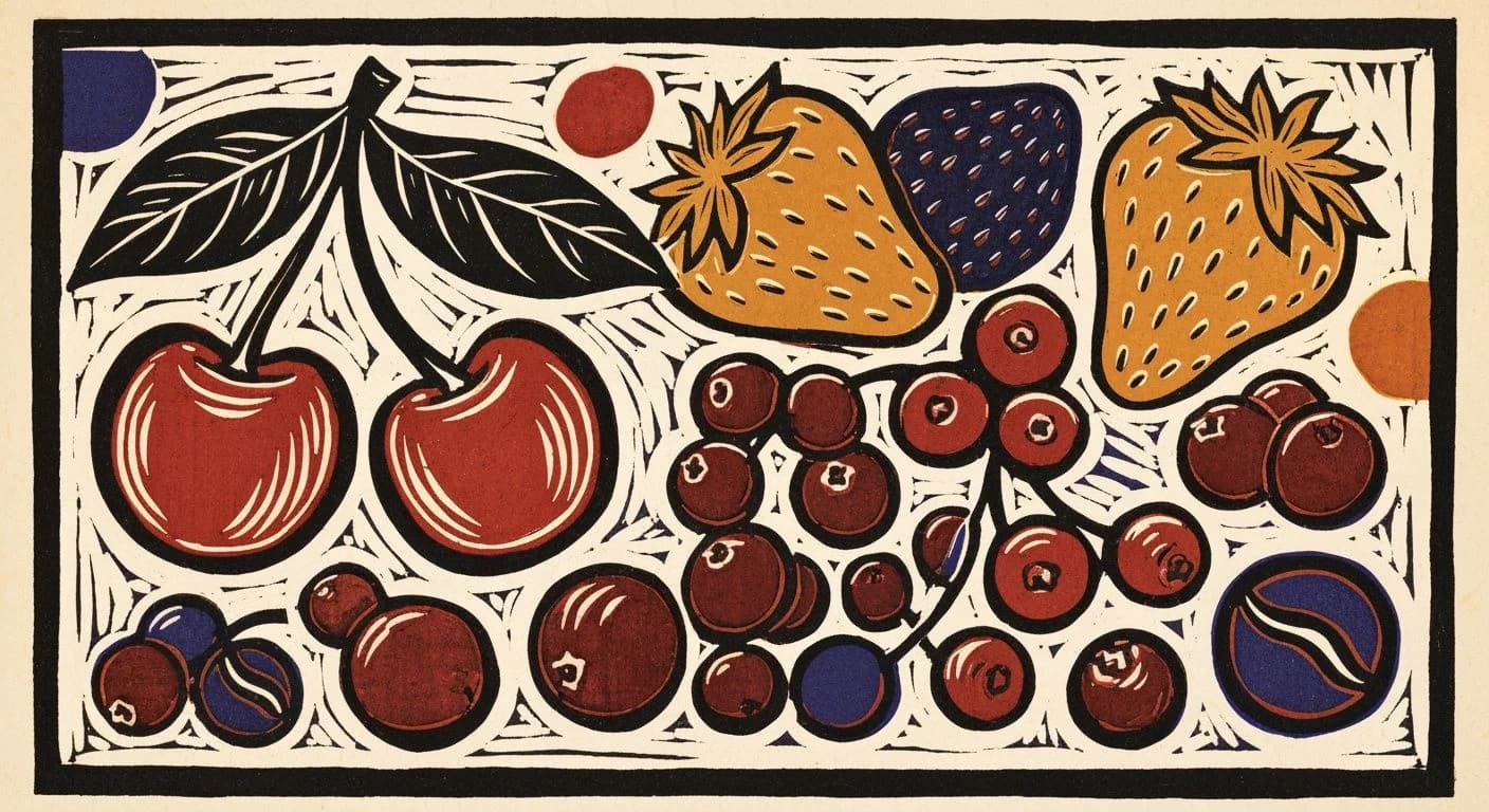 Illustration of Red Fruit in coffee