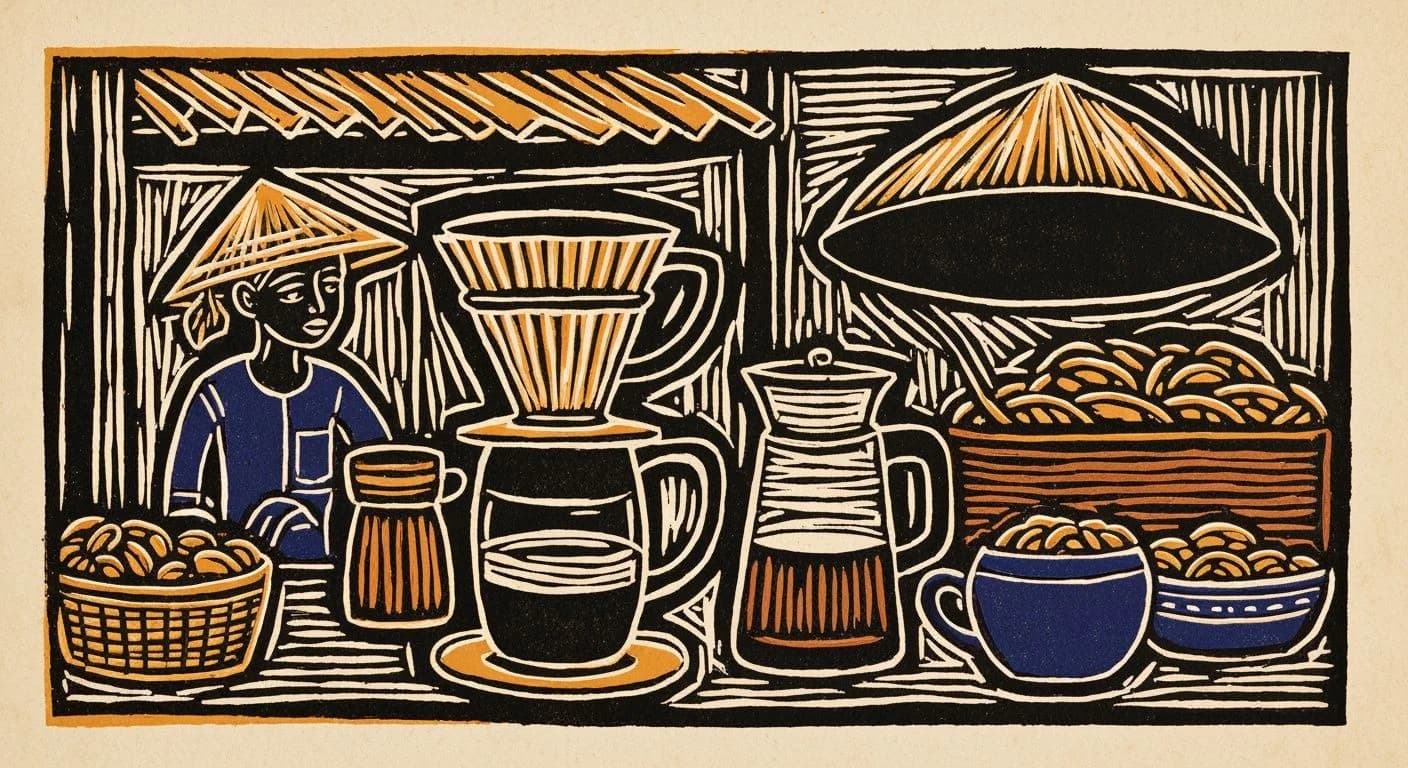 Illustration of Southeast Asia in coffee