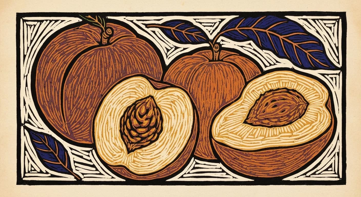 Illustration of Stone Fruit in coffee