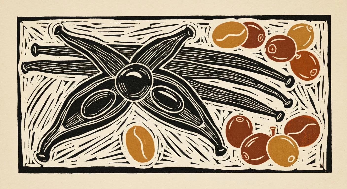 Illustration of Vanilla in coffee