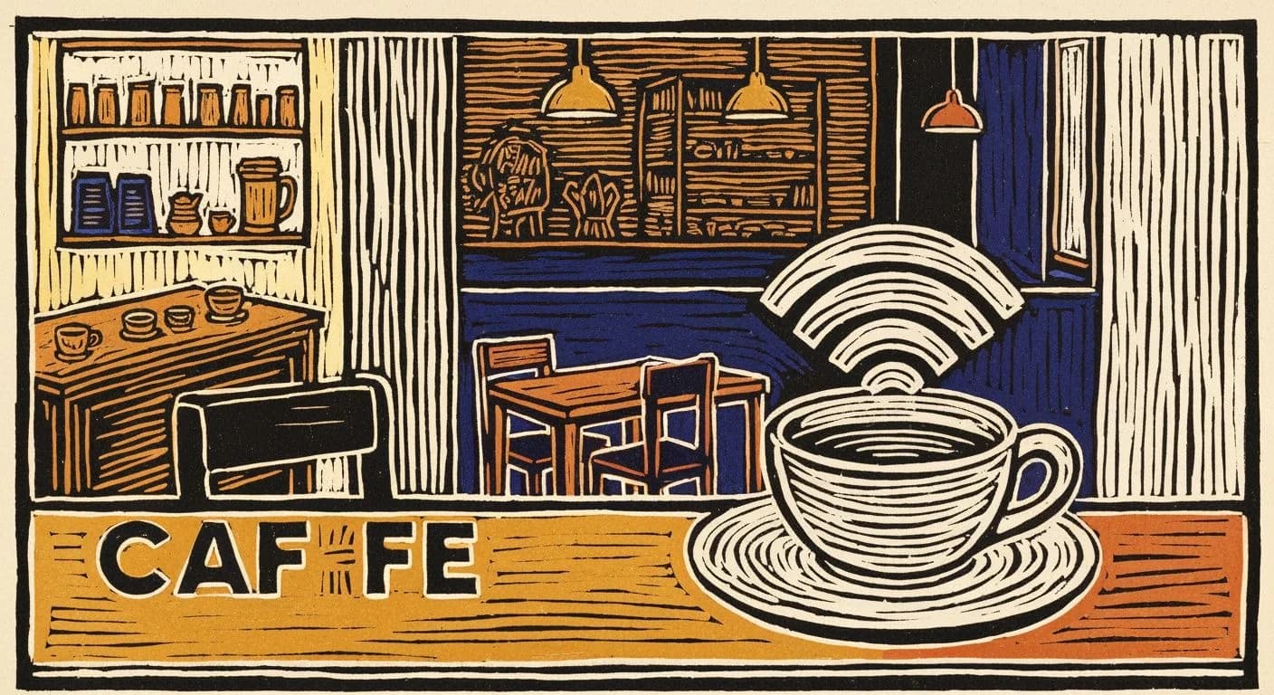 Illustration of WiFi in coffee