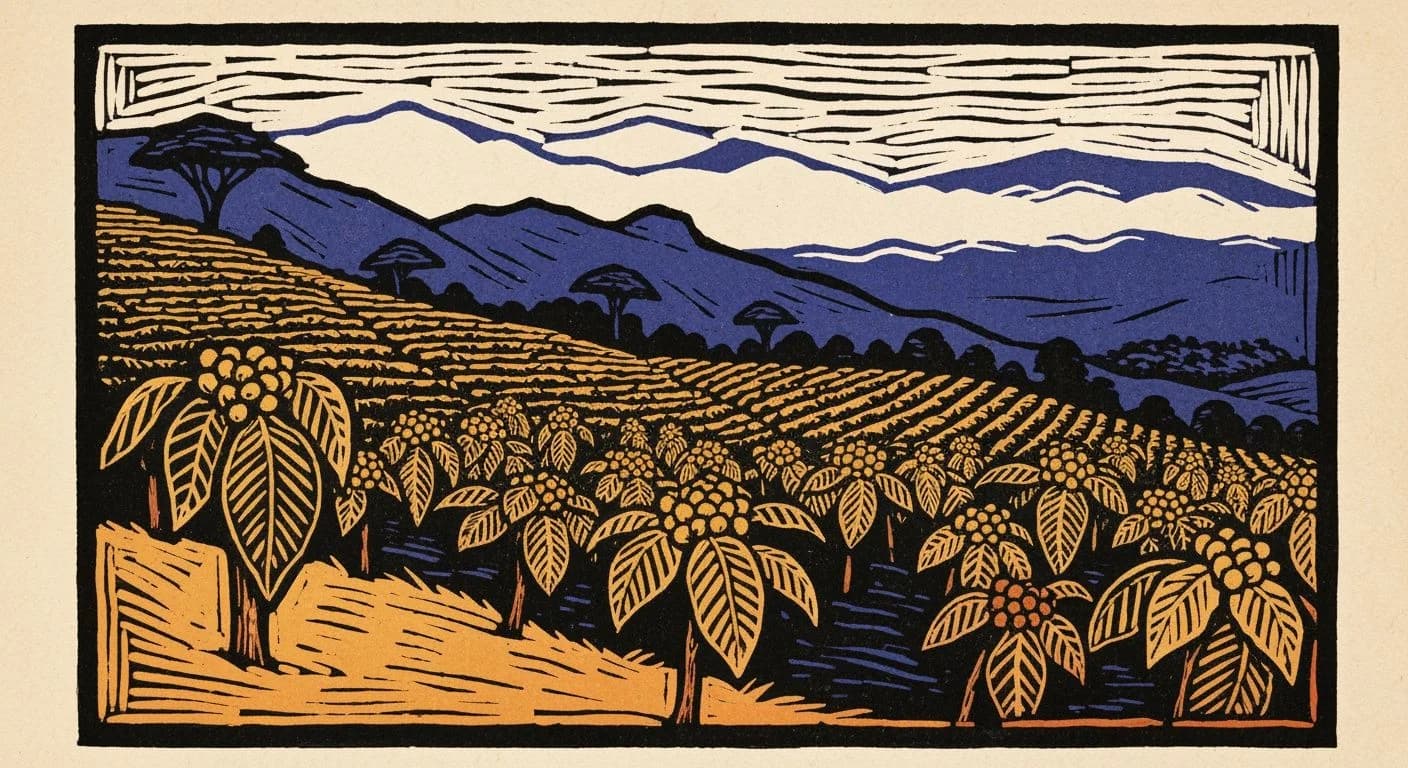 Illustration of Zimbabwe in coffee