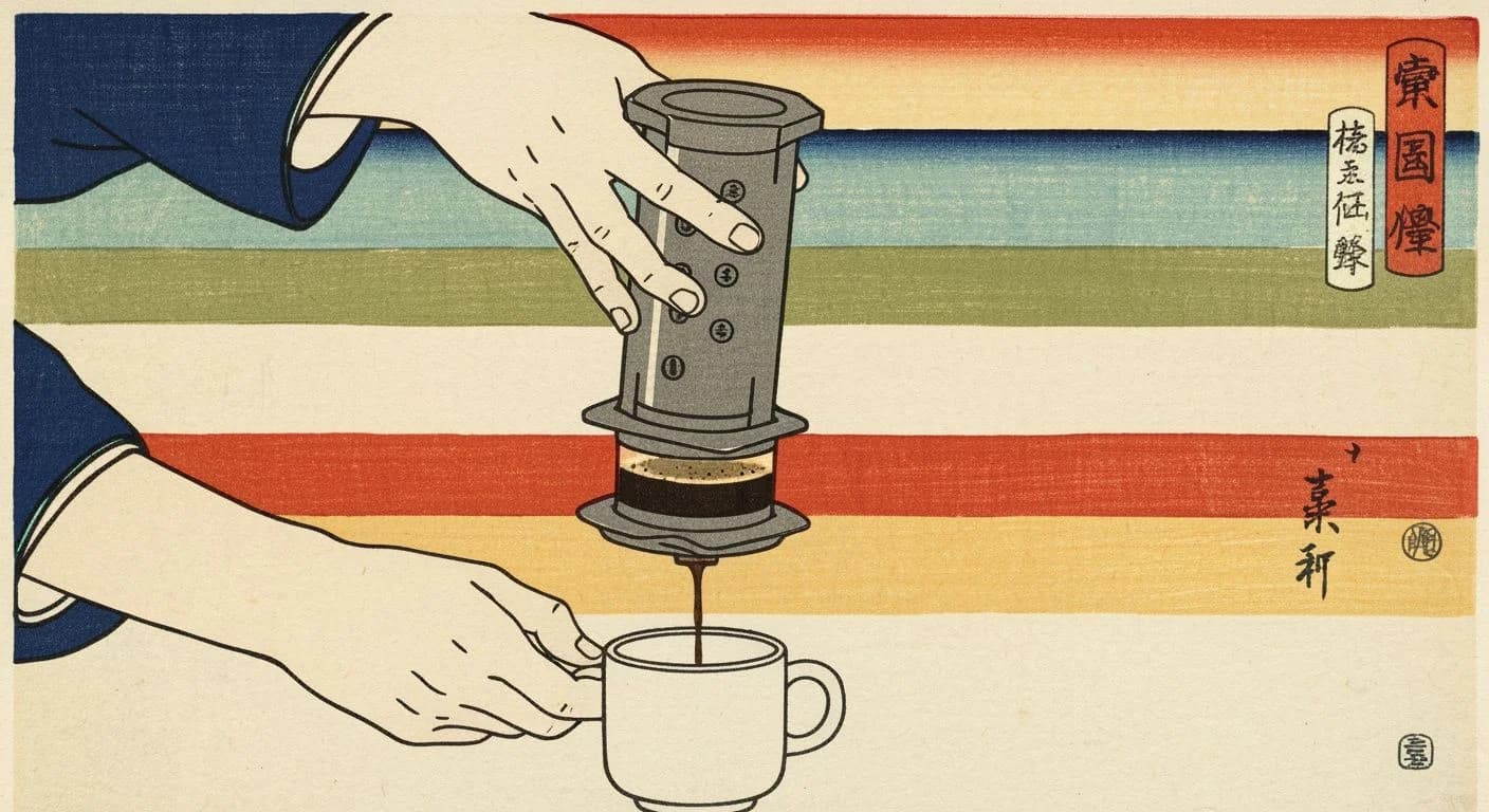 AeroPress brewing method illustration