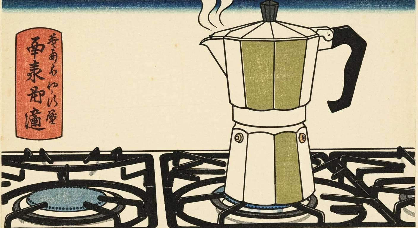 Moka Pot brewing method illustration