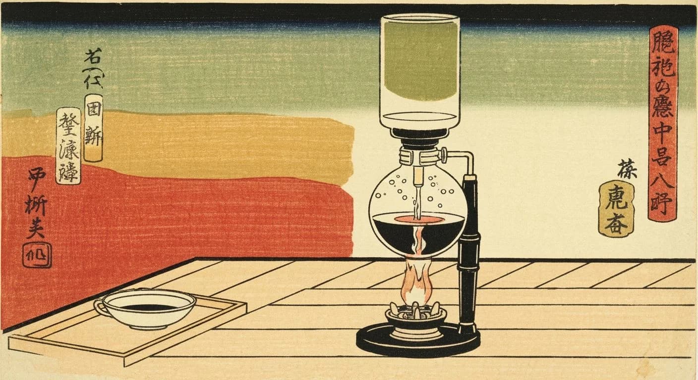 Siphon (Vacuum Pot) brewing method illustration