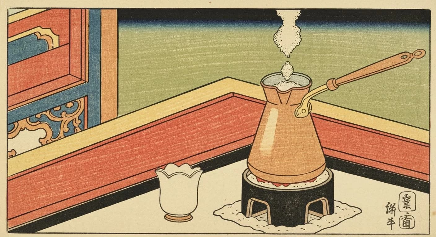 Turkish Coffee (Cezve) brewing method illustration