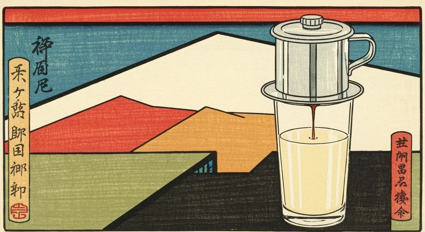 Vietnamese Phin brewing method illustration