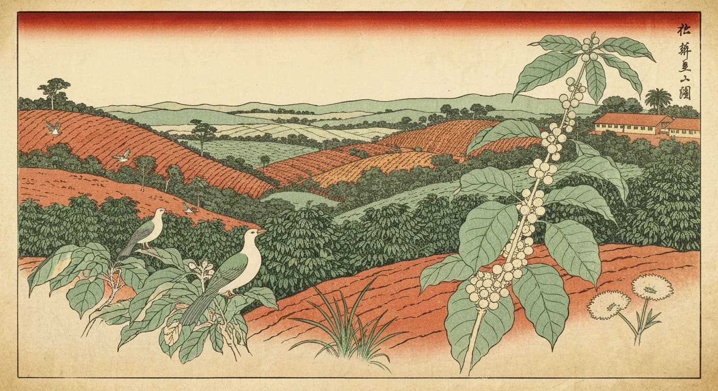 Brazil Cerrado coffee origin illustration