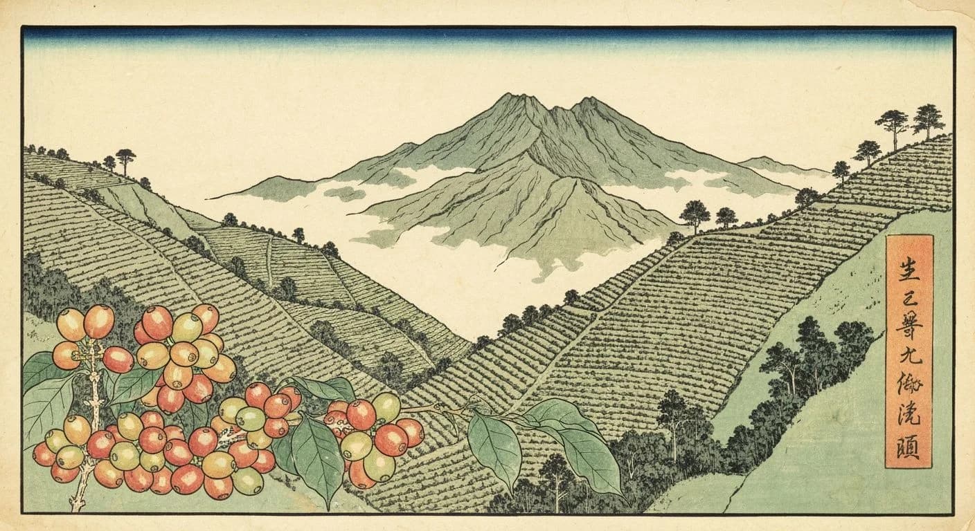 Colombia Huila coffee origin illustration