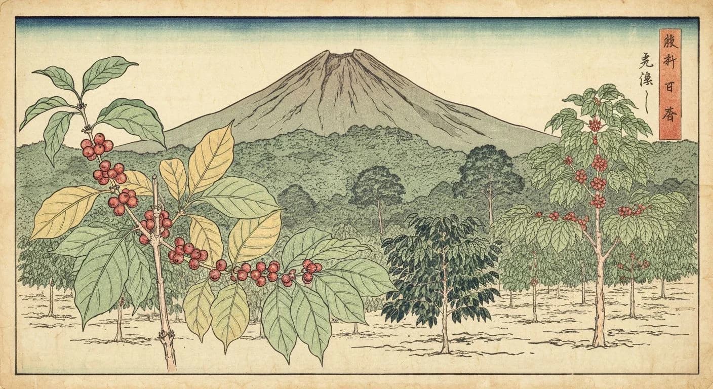 Costa Rica Tarrazu coffee origin illustration