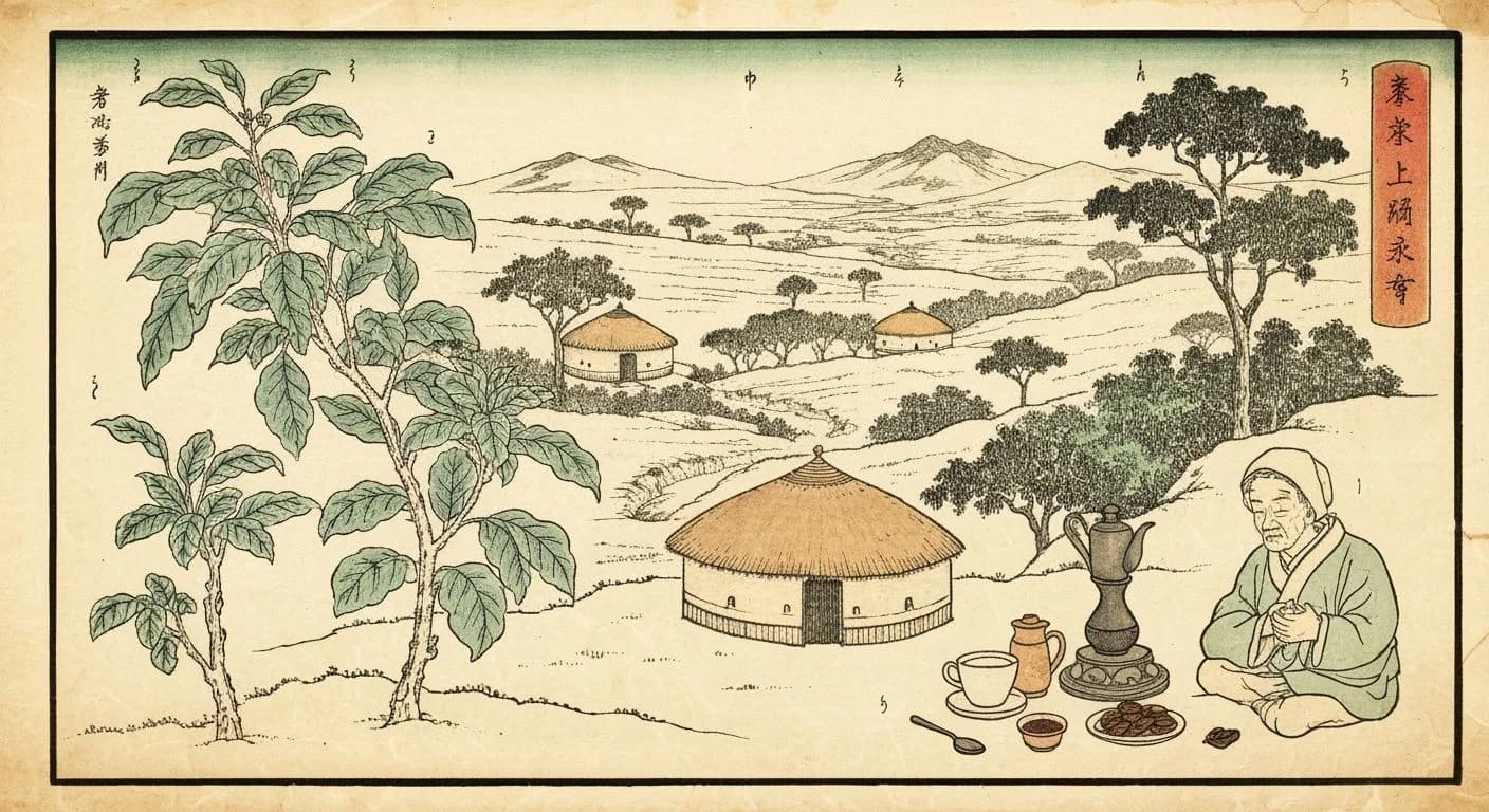 Ethiopia Yirgacheffe coffee origin illustration