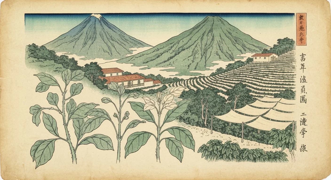 Guatemala Antigua coffee origin illustration