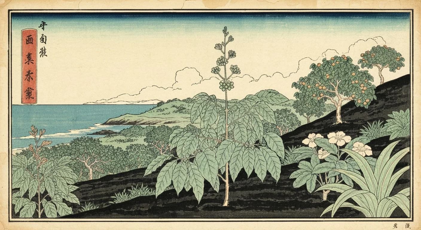 Hawaii Kona coffee origin illustration