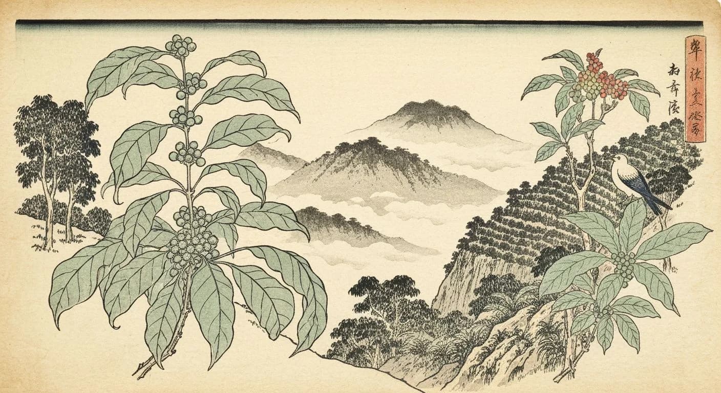 Jamaica Blue Mountain coffee origin illustration