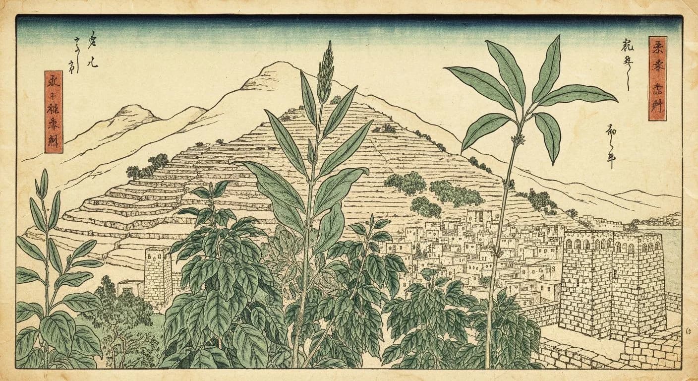 Yemen Mocha coffee origin illustration